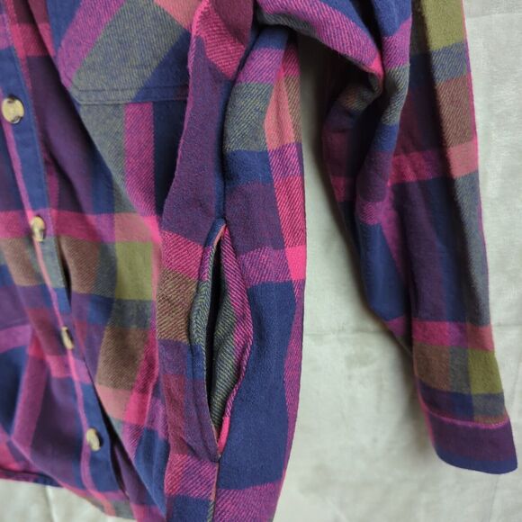 Beach Lunch Lounge Women's Heavy Flannel Size Small with Brest & Hand Pockets - Picture 7 of 10